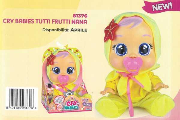 CRY BABIES Tutti Frutti Nana - Bambola Interattiva Profumata Alla Ciliegia Con Banana Vere