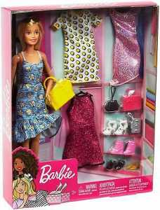 Barbie Bambola Con 4 Outfit Diversi E Accessori, Giocattolo Per Bambini 3 + Anni, GDJ40