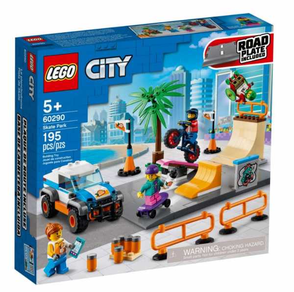 LEGO City Skate Park, Playset Con Skateboard, Bici BMX, Camion Giocattolo E Minifigure Di Atleta Su Sedia A Rotelle, Per Bambini Di 5 Anni, 60290