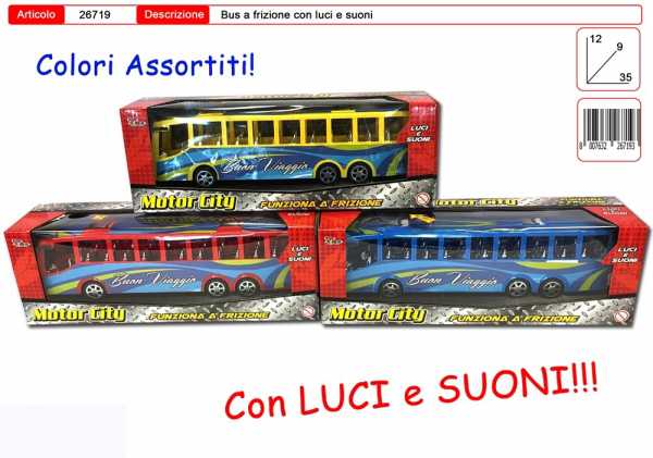 BUS A FRIZIONE CON LUCI E SUONI CM 35 - Toys Garden (26719)